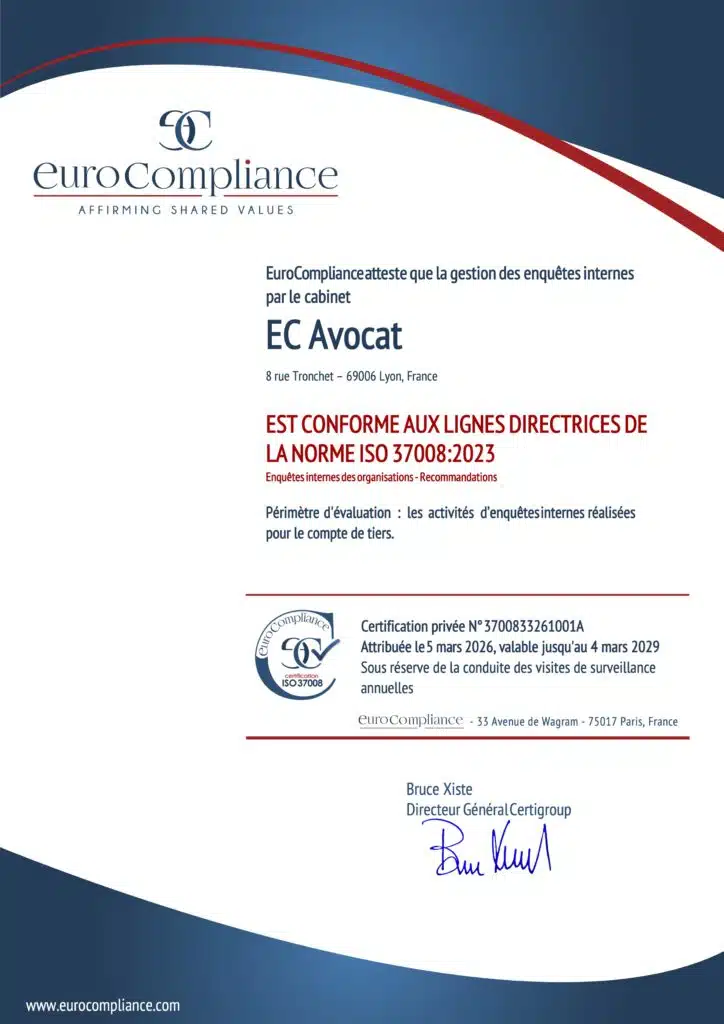 iso37008 2603 certificat ec avocat signé